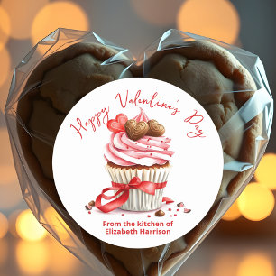 Valentinkakor med chokladgodis Hearts Runt Klistermärke