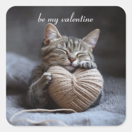 valentinkatt fyrkantigt klistermärke