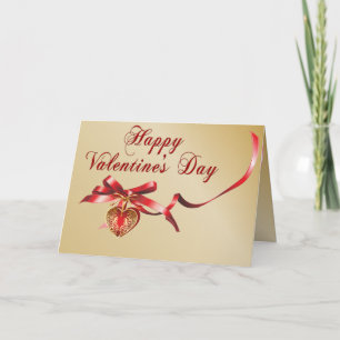 Valentinkort för Guld och Red Heart Locket Helgkort