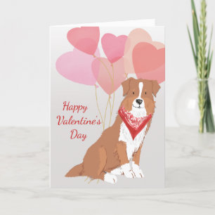 Valentinkort från Brown Australian shepherd Hund Helgkort