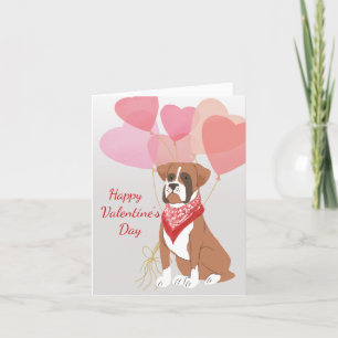 Valentinkort från Hund Brown Boxer Red Balloc Helgkort