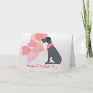 Valentinkort från röda ballonger i Great dane Hund Helgkort