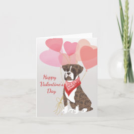 Valentinkort från rödballonger i Hund Brindle Boxe Helgkort