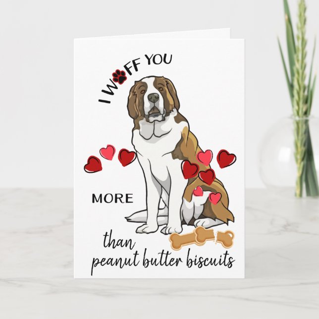 Valentinkort från Saint Bernard Hund Kärlek Helgkort (Framsida)