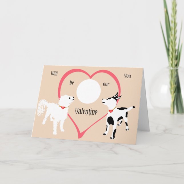 Valentinkort från två Hundar, lägg till ditt foto. Helgkort (Framsida)