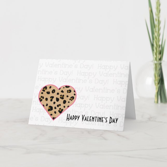 Valentinkort - Leopard Print Heart Helgkort (Framsida)