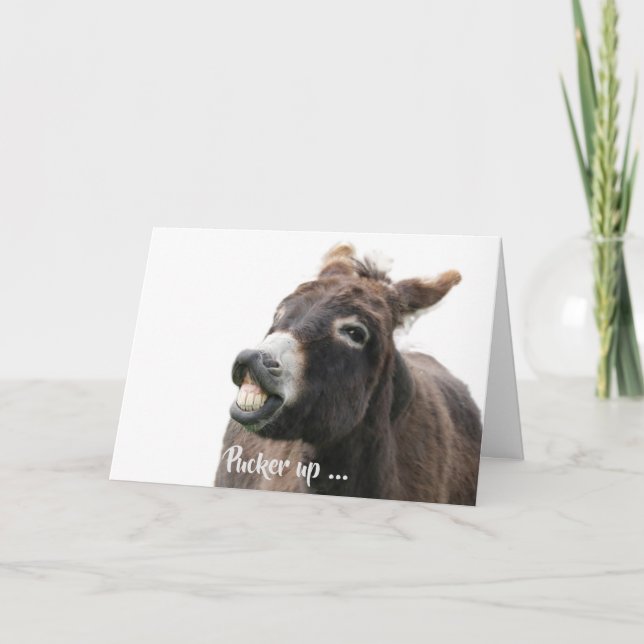 Valentinkort med puckrande Donkey Helgkort (Framsida)