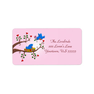 Valentinlove birds adressetikett