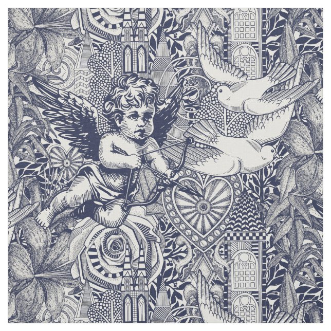 valentinmaximalism marinblå pärlor tyg (Provkarta)