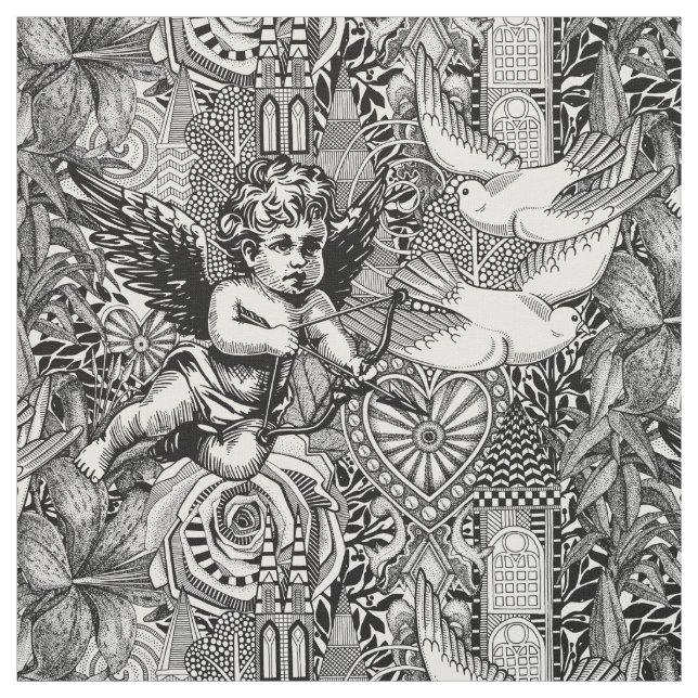 valentinmaximalism svart vitt tyg (Provkarta)