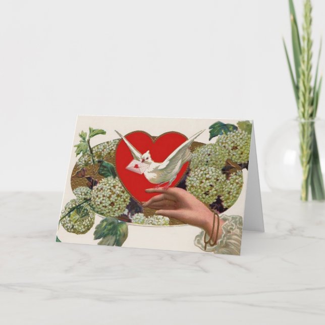 Valentinmeddelande med duvan helgkort (Framsida)