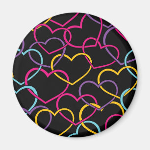 Valentinmönster med färghjärtor magnet