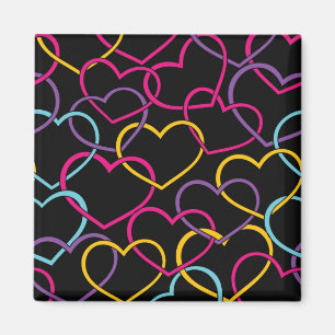 Valentinmönster med färghjärtor magnet