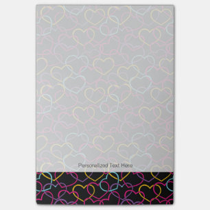 Valentinmönster med färghjärtor post-it block
