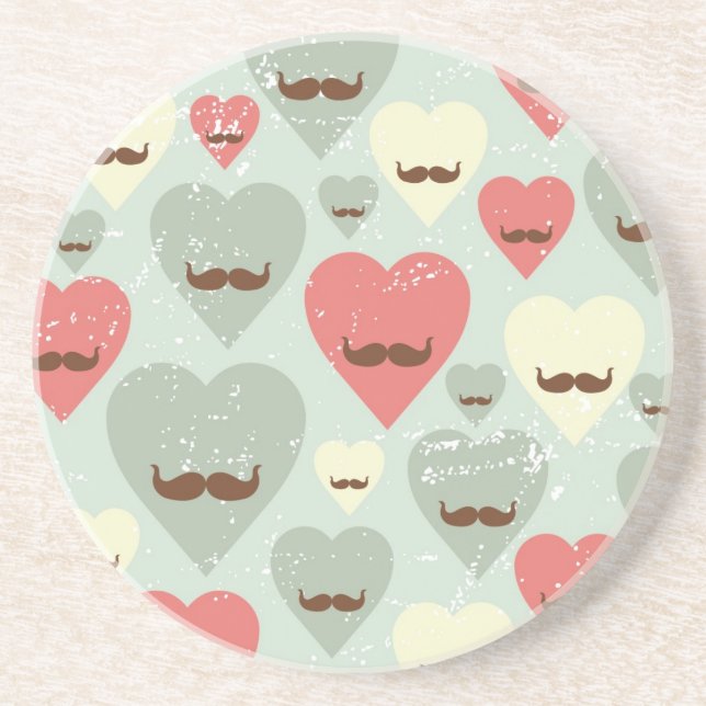 Valentinmönster med hjärta och mustasch underlägg (Framsidan)