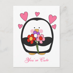 Valentinpingvin Helg Vykort