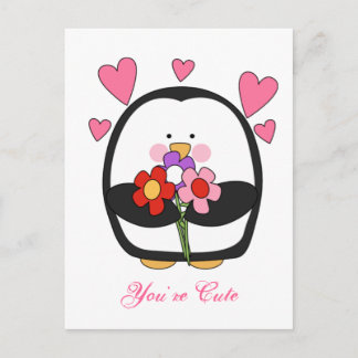 Valentinpingvin Helg Vykort