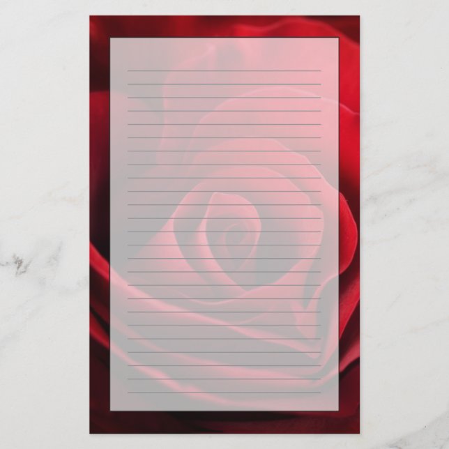 Valentinröd ros brevpapper (Framsida)