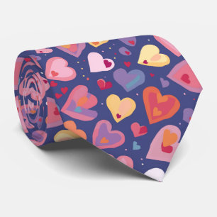 Valentins Dag Lekfulla Flerfärgade Vattenfärgshjär Slips
