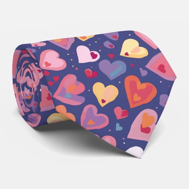 Valentins Dag Lekfulla Flerfärgade Vattenfärgshjär Slips (Rullad)