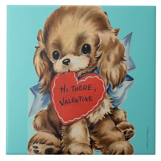 VALENTINS DAGLIGA PUPPY ART TILES - SPECIELLA GIFT KAKELPLATTA (Framsidan)