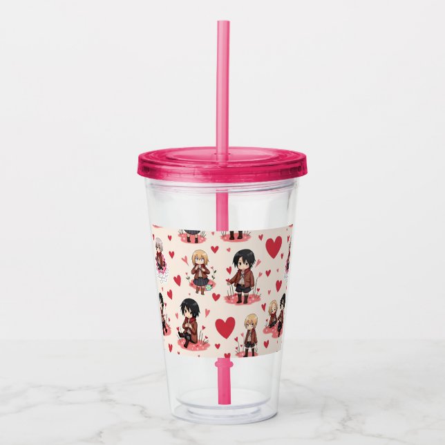 VALENTINS DAGS ANIME CLEAR TUMBLER TAKE AWAY MUGG (Framsida)