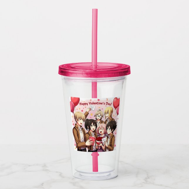 VALENTINS DAGS ANIME CLEAR TUMBLER TAKE AWAY MUGG (Framsida)
