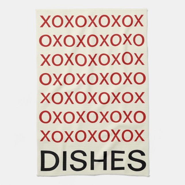 VALENTINS DAGS HUGS AND KISSES KITCHEN DISH TOWEL KÖKSHANDDUK (Vertikal)