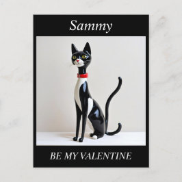 VALENTINS DAGS MID Century Cat, redigerbart vykort