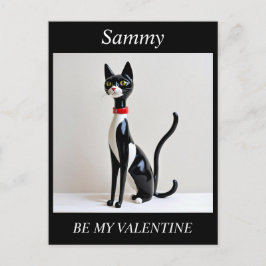 VALENTINS DAGS MID Century Cat, redigerbart vykort
