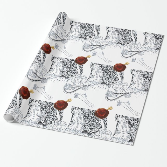 VALENTINS DAGS ROMANTISKA ÄLSKARE RED VAX SEAL HEA PRESENTPAPPER (Utrullad)