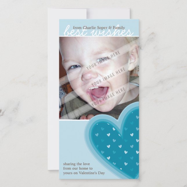 VALENTINS DAGSFOTOCARD: funky hearts 4P Julkort (Framsida)