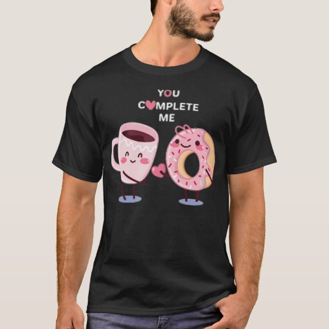 Valentins Day Donut och Coffee bird roliga meninga T Shirt (Framsida)