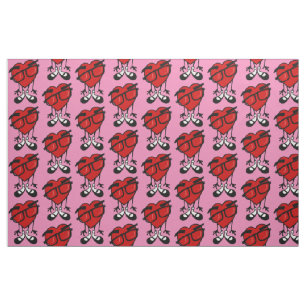 VALENTINS DAY RED HEART GRAPHIC ROSA FABRIC TYG