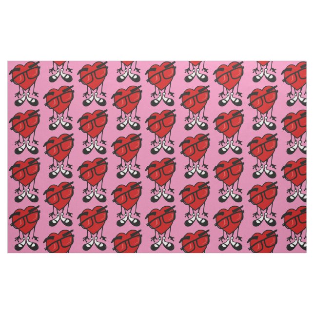 VALENTINS DAY RED HEART GRAPHIC ROSA FABRIC TYG (Yard)