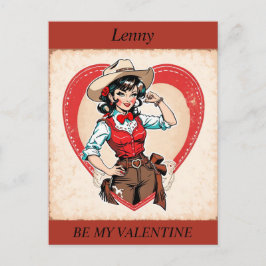 VALENTINS DAY Retro Cowgirl-redigerbart vykort