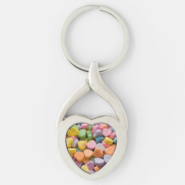 VALENTINS KANDJHJÄRTA TWISTED HEART SILVERFÄRGAD NYCKELRING (Framsidan)