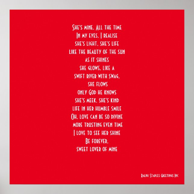 VALENTINS ROMANTISKA DIKT DAGS POSTER (Framsidan)