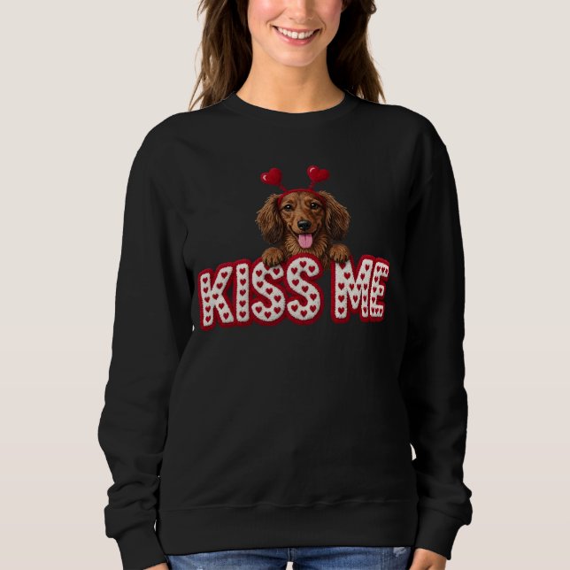 Valentinsdachshund valp hund  t shirt (Framsida)