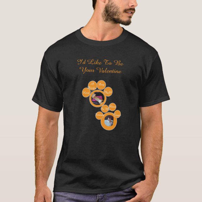 Valentinsdagsklawtryck Kattbilder T Shirt (Framsida)