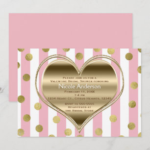 Valentinsfest silverhjärta rosa och vita ränder inbjudningar