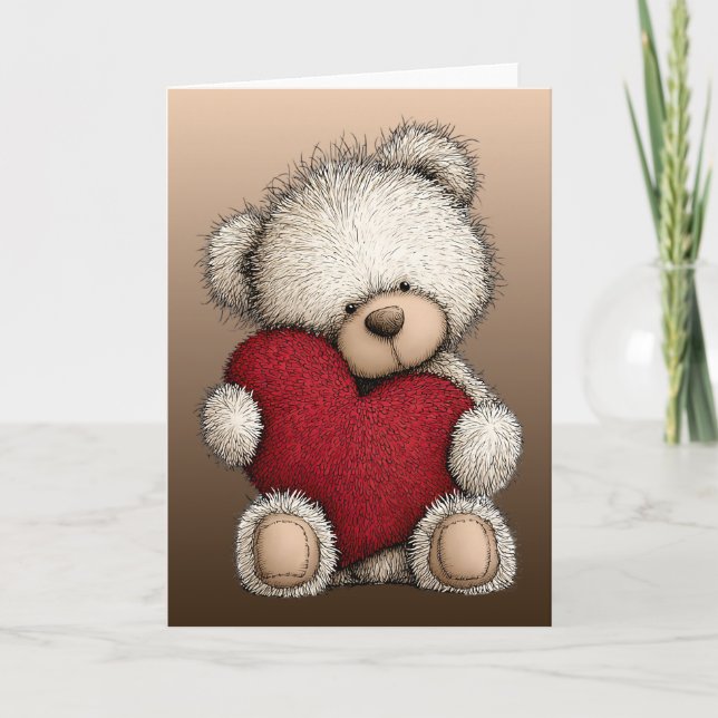 Valentinsk teddybjörn kort (Framsida)