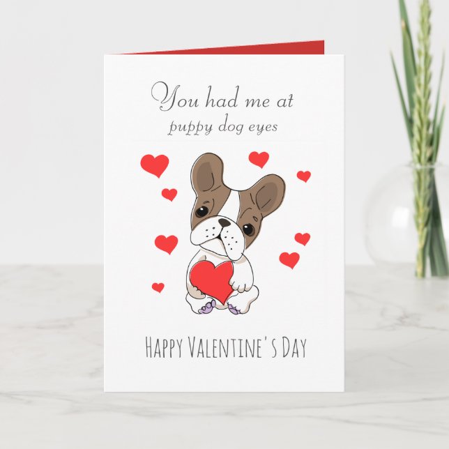 Valentinskärlek med söta valpögon kort (Framsida)