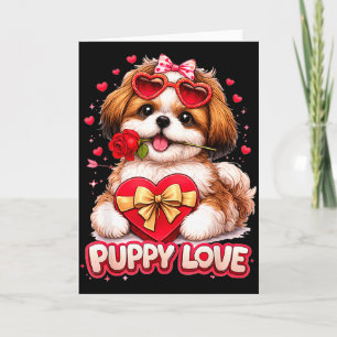 Valentinskärlek Shih Tzu Valp Söt Romantik Kort