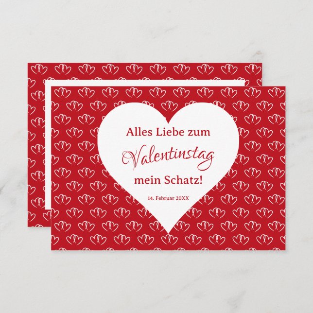 Valentinskarte: Zwei verbundene Herzen -  (Fram/baksida)