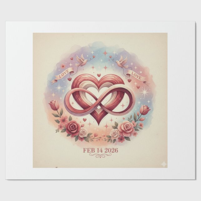 valentinskopp set presentpapper (Platt)