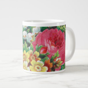 Valentinskort från den viktorianska eran, blomster jumbo mugg