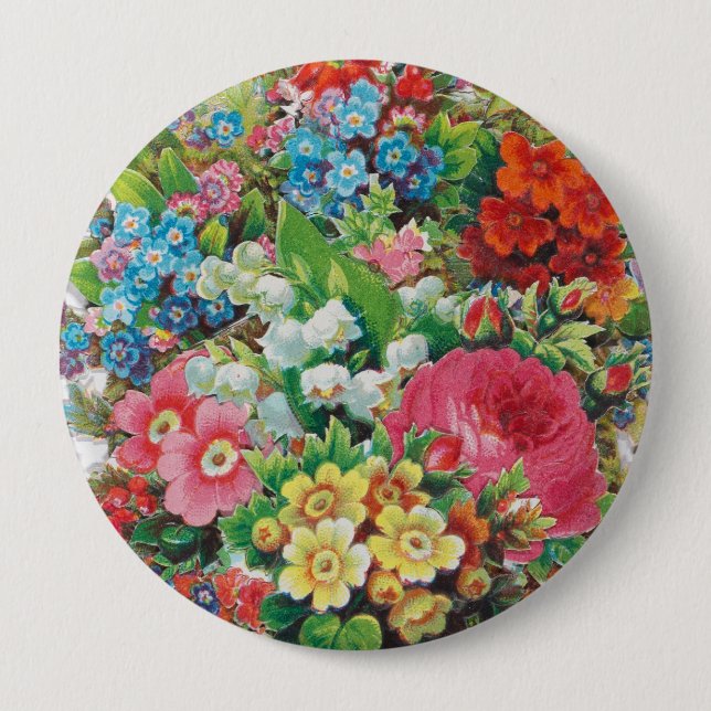 Valentinskort från den viktorianska eran, blomster knapp (Framsida)