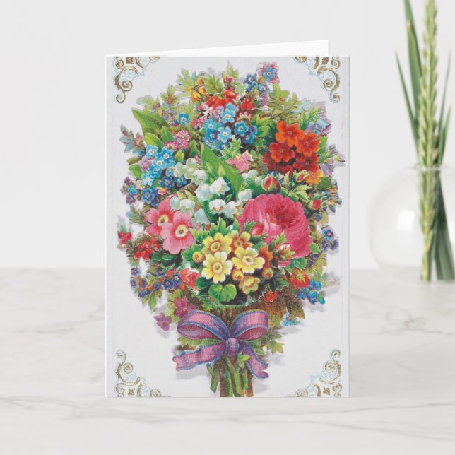 Valentinskort från den viktorianska eran, blomster kort (Framsida)