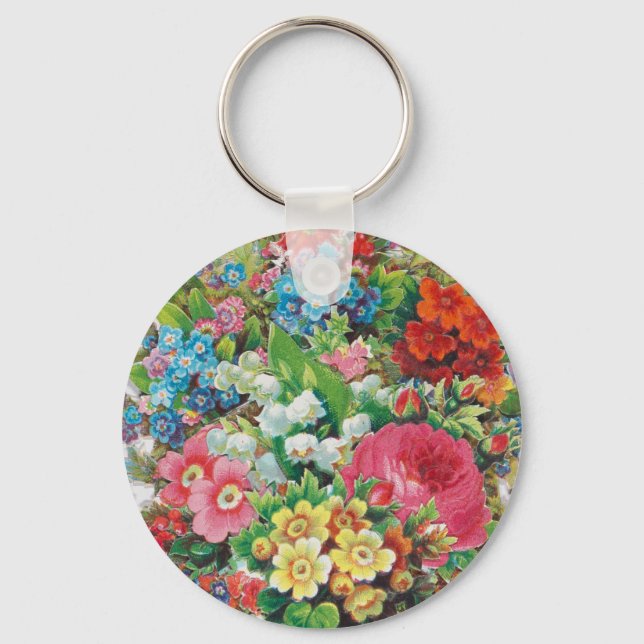 Valentinskort från den viktorianska eran, blomster nyckelring (Framsida)